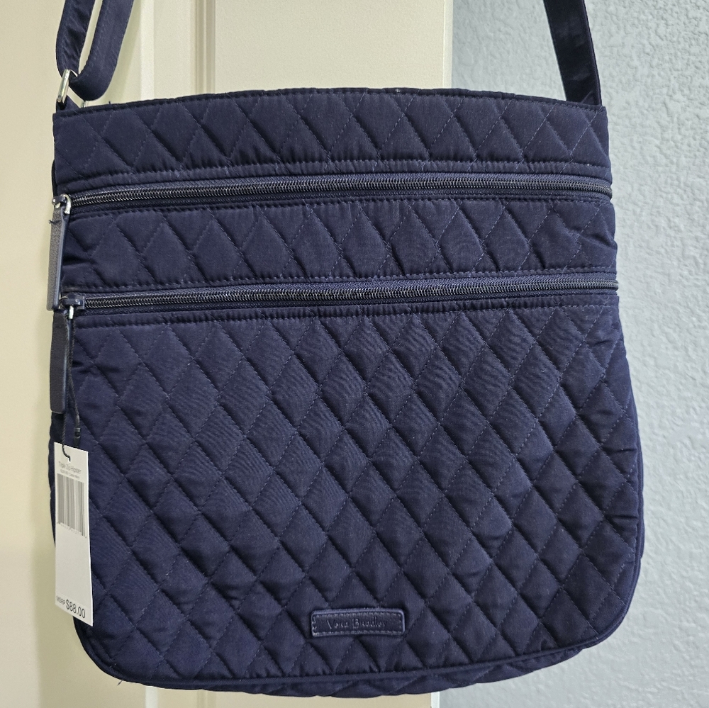 Vera Bradley Classic Navy Triple Zip Hipster